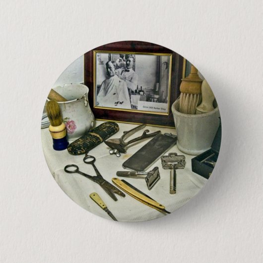 理容師店 缶バッジ (正面)