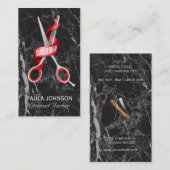 理容師店 |黒い大理石名刺 名刺 (正面/裏面)