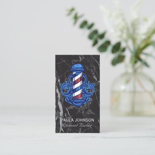 理容師店 |黒い大理石名刺 名刺 (スタンド正面)