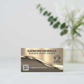 理容師店 | QRコード | 金属製の名刺 名刺 (スタンド正面)