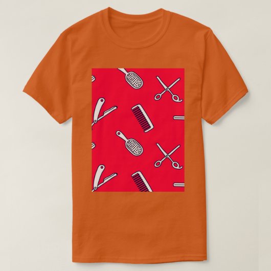 理容師柄はさみ柄カッコいいギフト Tシャツ (デザイン正面)