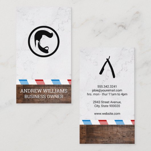 理容師極 |木と大理石 名刺 (正面/裏面)