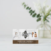 理容師極 |理容師ショップ |大理石ウッド 名刺 (スタンド正面)