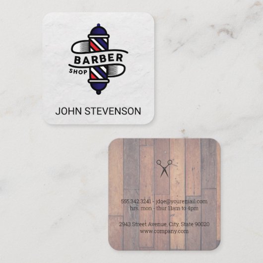 理容師極 | 理容師店 | ウッド スクエア名刺 (正面/裏面)