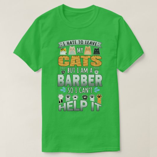 理容師猫好きカント救済It引用文デザイン Tシャツ (デザイン正面)