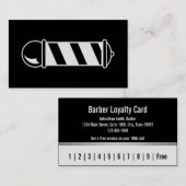 理容師白黒シルバー顧客ロイヤリティカード 名刺 (正面/裏面)