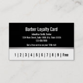 理容師白黒シルバー顧客ロイヤリティカード 名刺 (裏面)