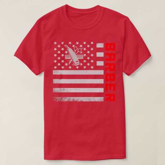 理容師米国国旗のマスク Tシャツ (デザイン正面)