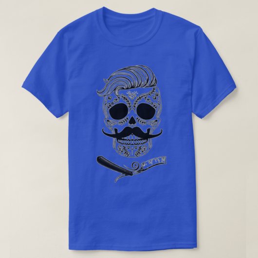 理容師糖スカル Tシャツ (デザイン正面)