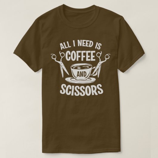理容師美容師コーヒー愛好家とハサミの贈り物 Tシャツ (デザイン正面)