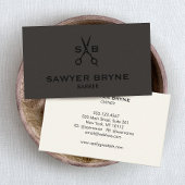 理容師美容師シザーダークブラウンスエード 名刺