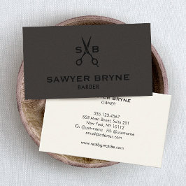 理容師美容師シザーダークブラウンスエード 名刺