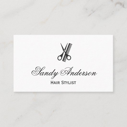 理容師美容師シンプルエレガント白黒 名刺 (正面)