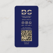 理容師美容師ダークネイビーブルー金ゴールド モダン 名刺 (裏面)