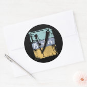 理容師美容師ティー – ヴィンテージレトロカミソリ ラウンドシール (封筒)