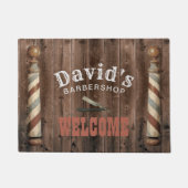 理容師美容師バーバーショップウェルカム素朴ウッド ドアマット (正面)