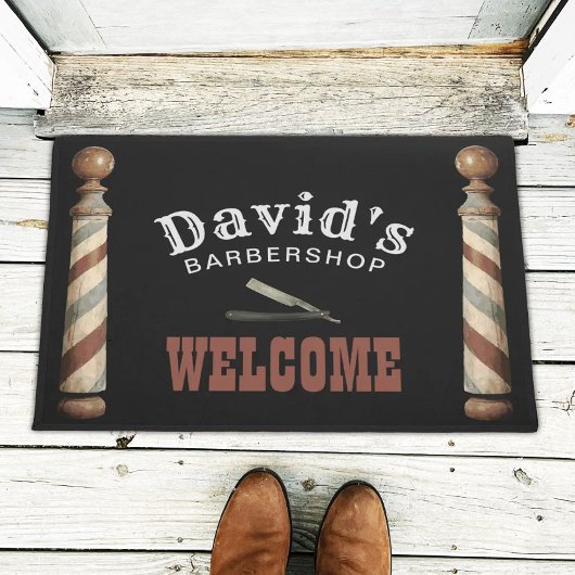 理容師美容師バーバーショップウェルカム ドアマット