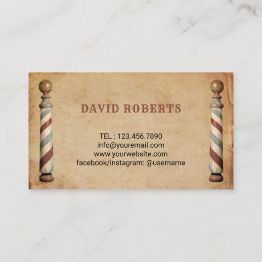 理容師美容師バーバーバーショップヴィンテージクラフト 名刺 (裏面)