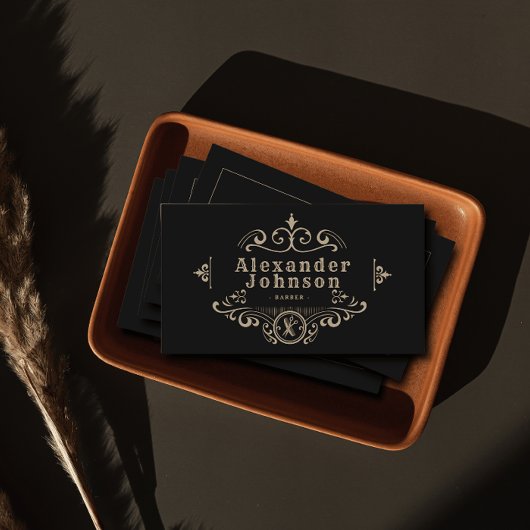 理容師美容師バーバーバーショップヴィンテージブラック 名刺