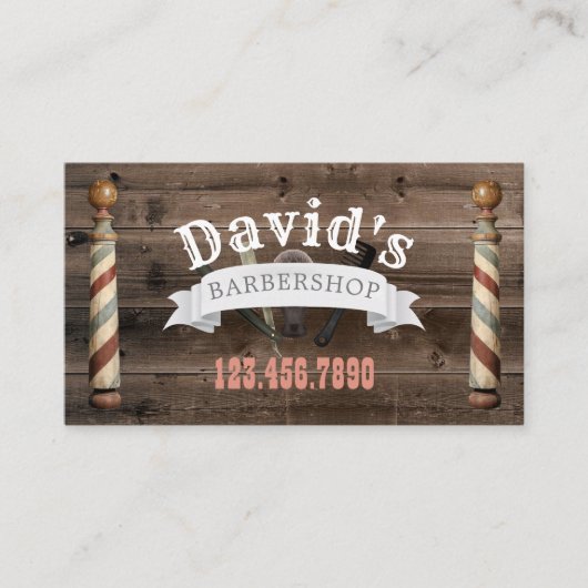理容師美容師バーバーバー素朴ショップバーンウッド 名刺 (正面)