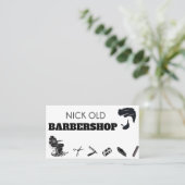 理容師美容師ブラックモダンファッション理容師 名刺 (スタンド正面)