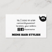 理容師美容師ブラックモダンファッション理容師 名刺 (裏面)