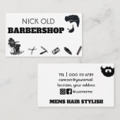 理容師美容師ブラックモダンファッション理容師 名刺 (正面/裏面)