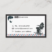 理容師美容師ブルーブラックモダンファッションレッド 名刺 (裏面)