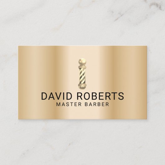理容師美容師美容院バーバーバーバーショップ金ゴールド 名刺 (正面)