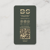 理容師金ゴールドはさみ美容師グリーンモダン 名刺 (裏面)