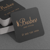 理容師金ゴールドシザーポールバーショッププロモーション スクエア名刺