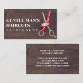 理容師鋏 |木材の背景 名刺 (正面/裏面)