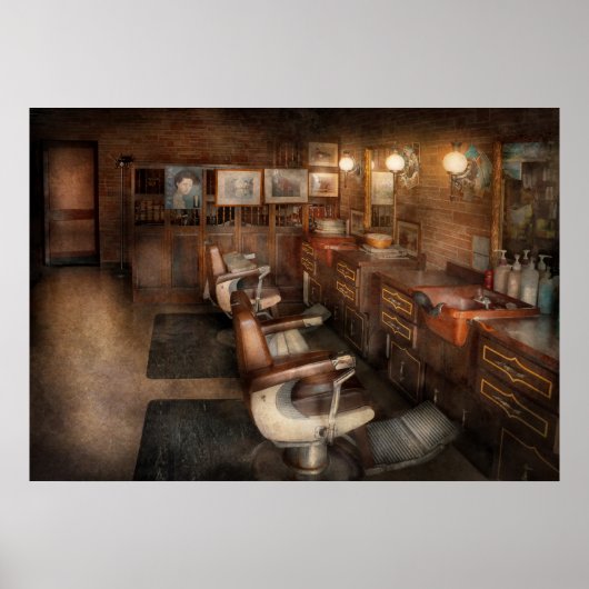 理容師 – クリントン, NJ – クリントンBarbershop ポスター (正面)