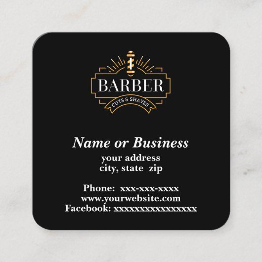 理容師 スクエア名刺 (正面)