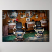 理容師 – フレンチタウン， NJ - 2つの古い理容師の椅子 ポスター (正面)