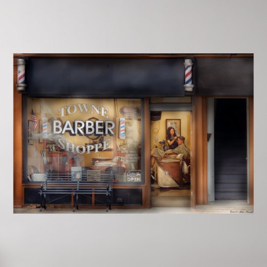 理容師 – ヘアカットを取得する ポスター (正面)