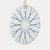 理容師、美容師の青はクリスマスのオーナメントをせん断します セラミックオーナメント (右)