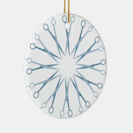 理容師、美容師の青はクリスマスのオーナメントをせん断します セラミックオーナメント (右)