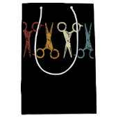 理容師&美容師はさみグランジデザイン ミディアムペーパーバッグ (正面)