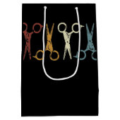 理容師&美容師はさみグランジデザイン ミディアムペーパーバッグ (裏面)