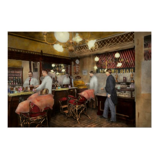 理容師- L.C. Wiseman Barbershop, NY 1895 ポスター (正面)