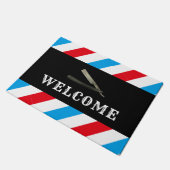 理容師BarbershopヴィンテージRazorようこそ ドアマット (アングル)