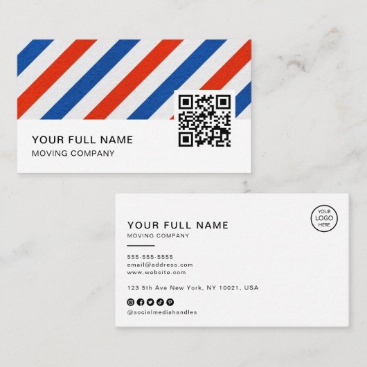 理容師QRコードロゴソーシャルメディア 名刺 (正面/裏面)