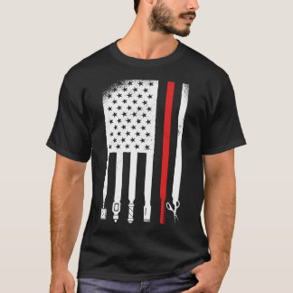 理容師USAグランジ国旗 Tシャツ
