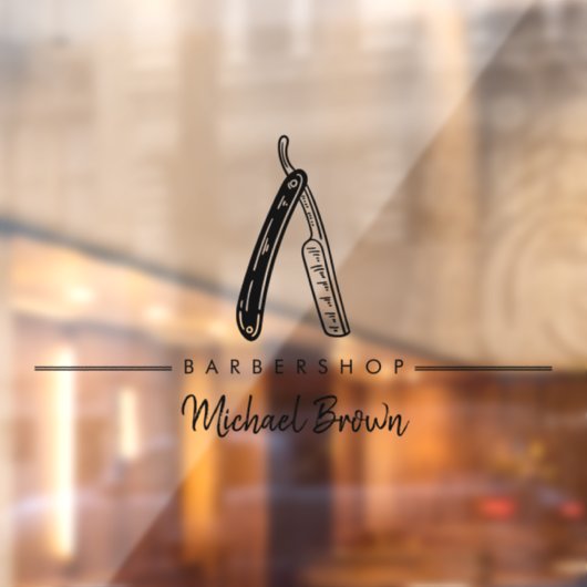 理容店のひげそりロゴビジネス ウィンドウサイン (シート2)