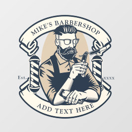 理容店のフロントをカスタマイズ ウィンドウサイン