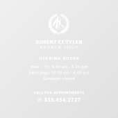 理容店の営業時間カスタムロゴ ウィンドウサイン (シート)