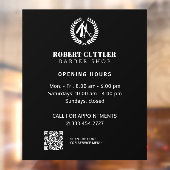 理容店の営業時間カスタムロゴQRコード ウィンドウサイン (シート2)