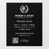 理容店の営業時間カスタムロゴQRコード ウィンドウサイン (シート)