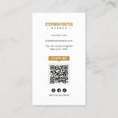 理容店の白い金色のカミソリの刃の理容師 名刺 (裏面)